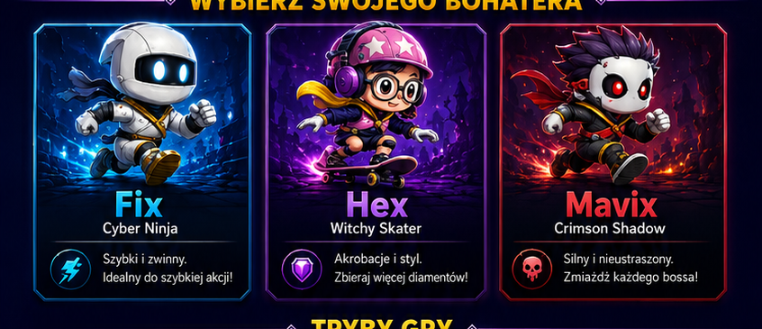 Bohaterowie Fix, Hex i Mavix